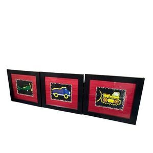 Dump Truck Airplane & Bulldozer Framed Pictures Set of 3 Signed by Riki